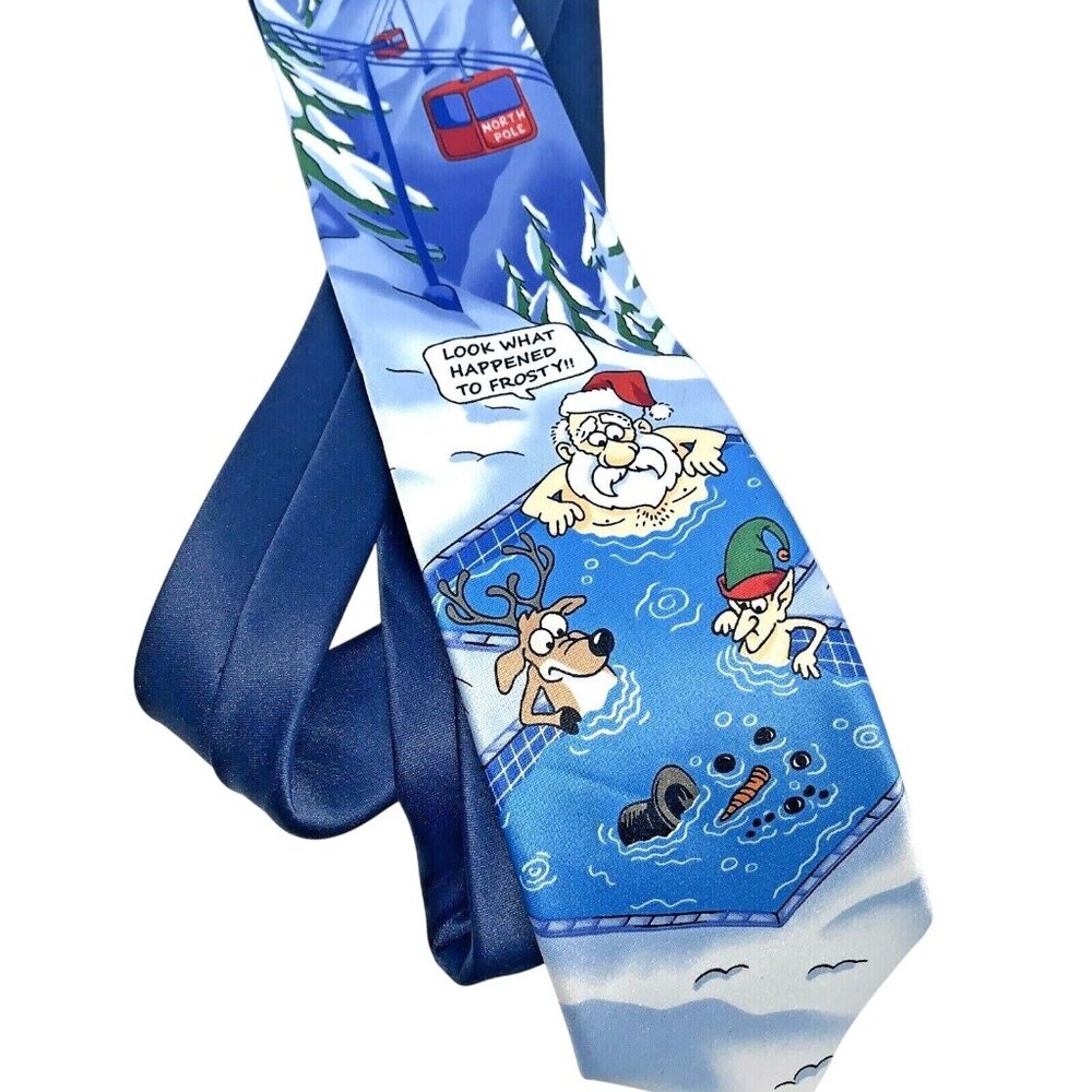 Santa In A Hot Tub Christmas Tie Reindeer Elf Frosty by HoHoHo
